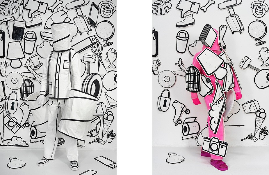 Give and Take/Stick on your Stuff  Photoprint, 150 x 100 cm each, 2025, collaboration with Guda Koster