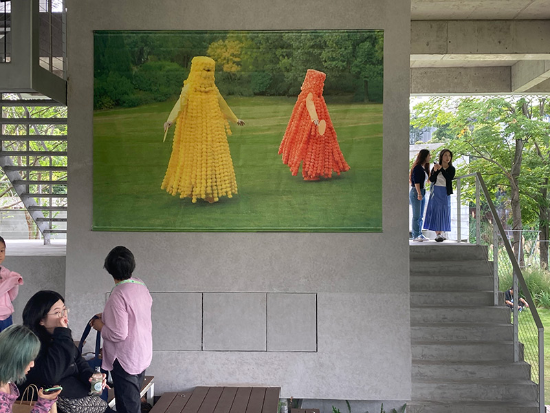 Banner of our Performance Wandering Spirits, CPI Area, Chengdu, China, 2024 (collaboration with Guda Koster)